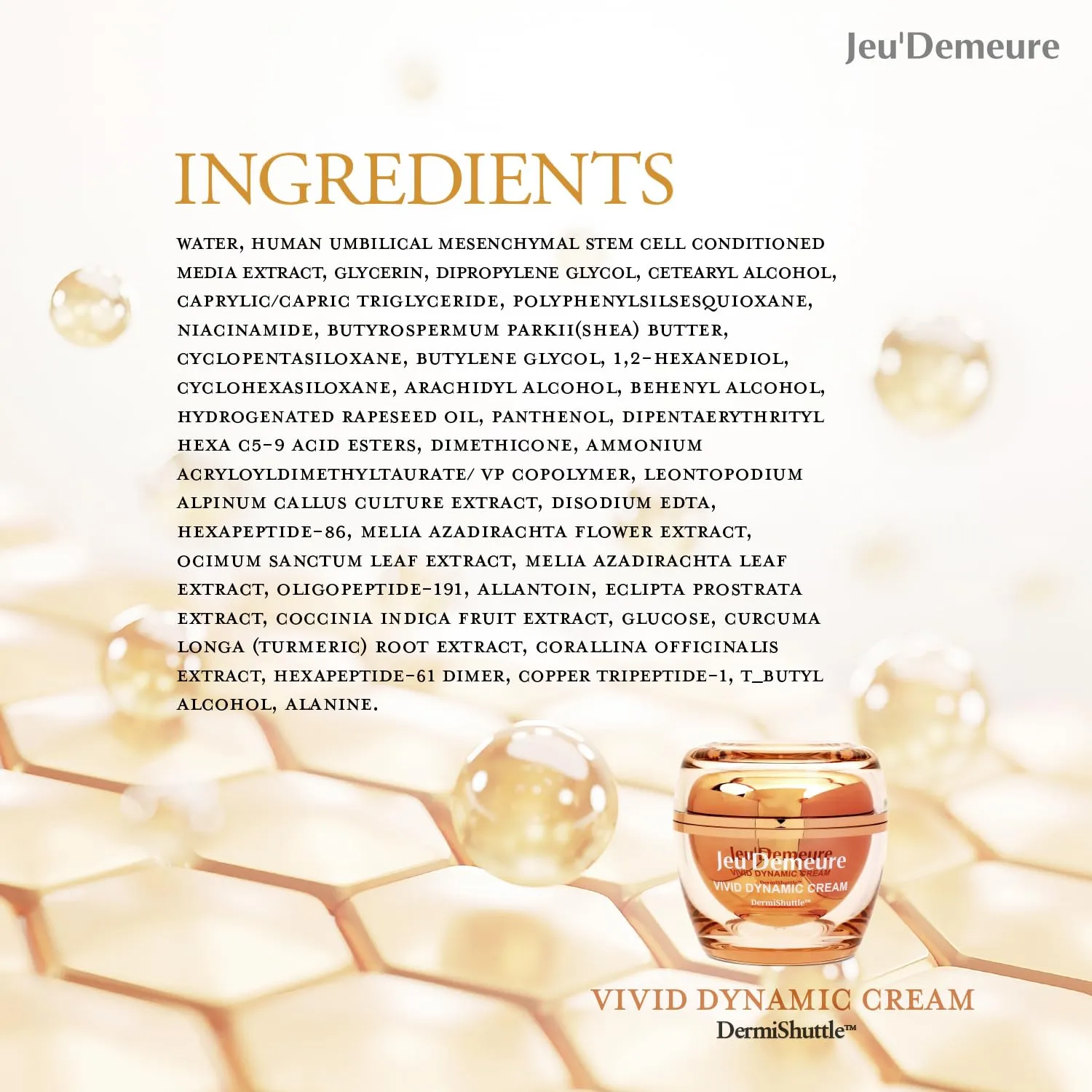 JEU'DEMEURE Vivid Dynamic Cream with Peptides Moisturizer, Exosome 200,000ppm for Glowing, Deep Hydrating, Anti-Aging and Rich Texture, Suitable Korean skincare for face and dry skin 1.69 fl oz