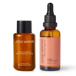 Josie Maran Pure Argan Oil   Liquid Exfoliant Kit - Anti Aging Hyperpigmentation Treatment & Hydrating Argan Oil for Dry Skin - Body Skin Care Products For Everyday Use (3.4 oz)