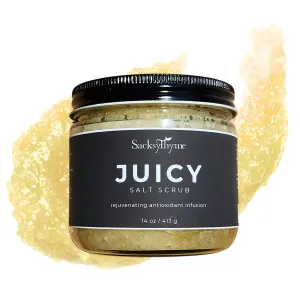 Juicy Body Scrub with Vitamin E, Hydrating oils, & Dead Sea Salt, Exfoliating Salt Scrub for Rejuvenating Skin, Full Body Exfoliator for All Skin Types, Clean & Non Toxic