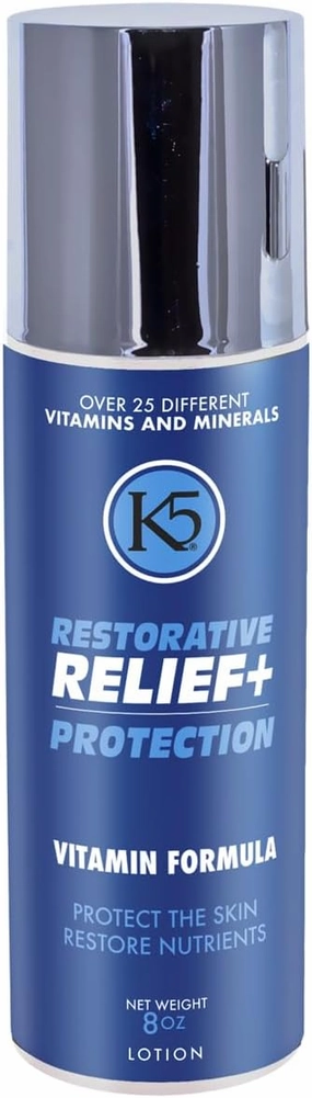 K5 Restorative Relief  Protection – Age-Defying, Moisturizing Cream – Made in USA – Vitamins, Collagen and Niacinamide, 8oz