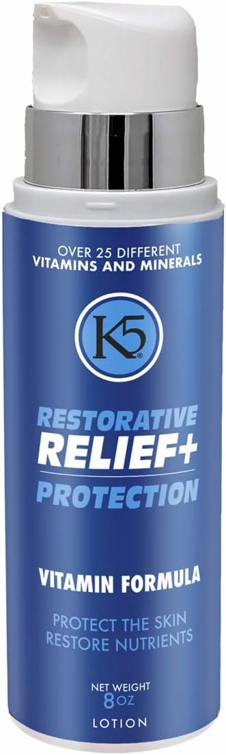 K5 Restorative Relief  Protection – Age-Defying, Moisturizing Cream – Made in USA – Vitamins, Collagen and Niacinamide, 8oz