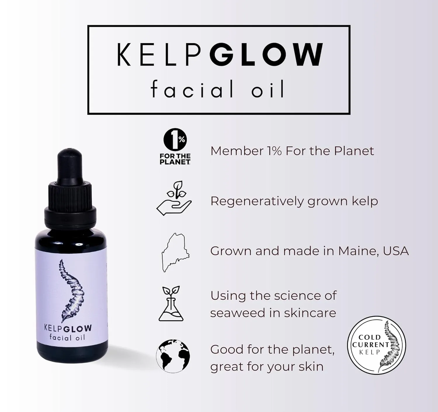 KelpGlow Facial Oil, Maine-Grown Kelp 30ml (Coastal Lavender)