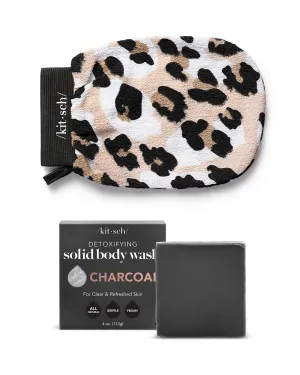 Kitsch Exfoliating Glove & Detoxifying Charcoal Body Wash Bar with Discount