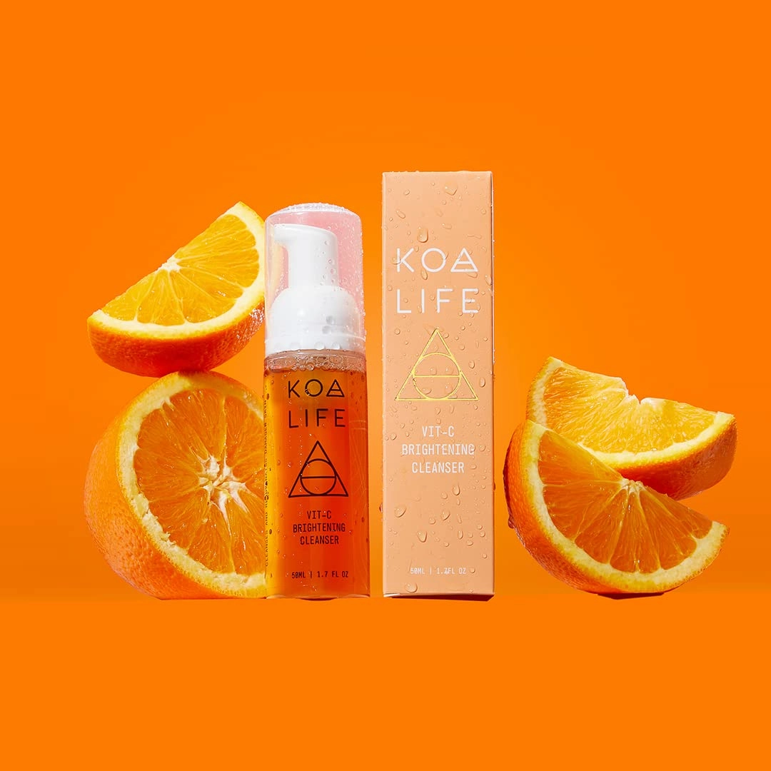 KOA LIFE Purify Set - Vit-C Brightening Cleanser, Electric Scrubber, Skin Brightening Face Wash, Vitamin C, Gentle Foam Facial Cleanser, Vegan - 30 Ml