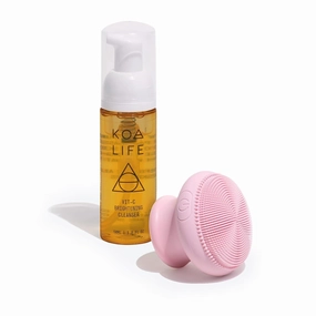KOA LIFE Purify Set - Vit-C Brightening Cleanser, Electric Scrubber, Skin Brightening Face Wash, Vitamin C, Gentle Foam Facial Cleanser, Vegan - 30 Ml