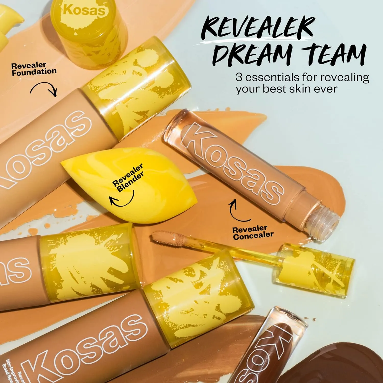 Kosas Revealer Skin-Improving Foundation with SPF 25 Protection - Hydrate, Brighten, Soothe, Plump, Protect Skin - Smoothing Texture, Natural Finish and Clean Formula - Deep Warm 370