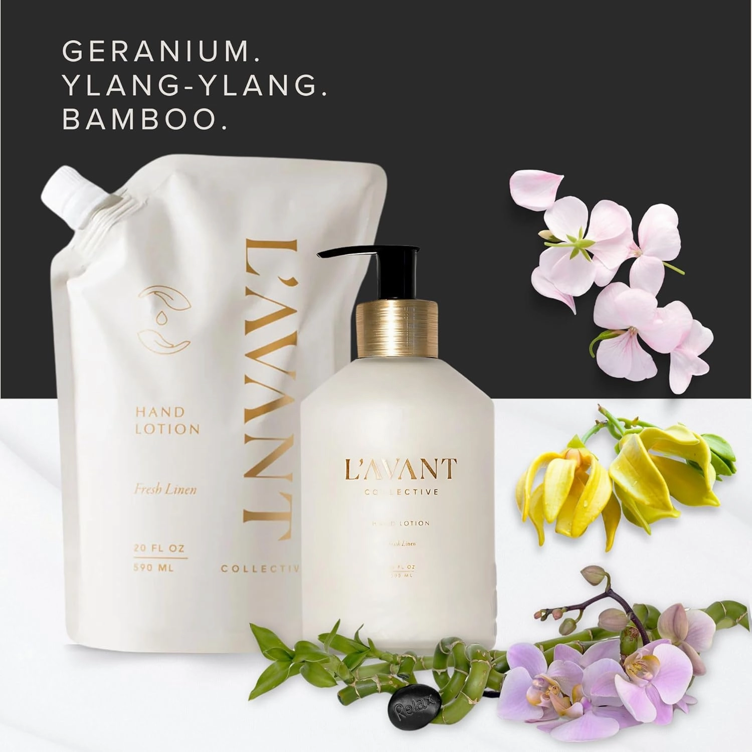 L'AVANT Collective Luxury Hand Lotion - High Performing Moisturizing Hand Cream for Dry, Cracked Hands, Nails & Cuticles - Hydrating Shea Butter Formula (10 oz, Fresh Linen)