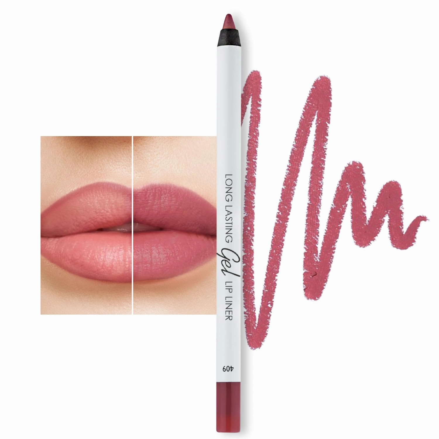 Lamel Matte Gel Lip Liner Pencil | Weightless & CreamyTexture - Sharpenable - Longwear & Waterproof - High Pigmented & Flawless Finish - Cruelty-free & Paraben-Free,- 409, 1,7g/0.05oz