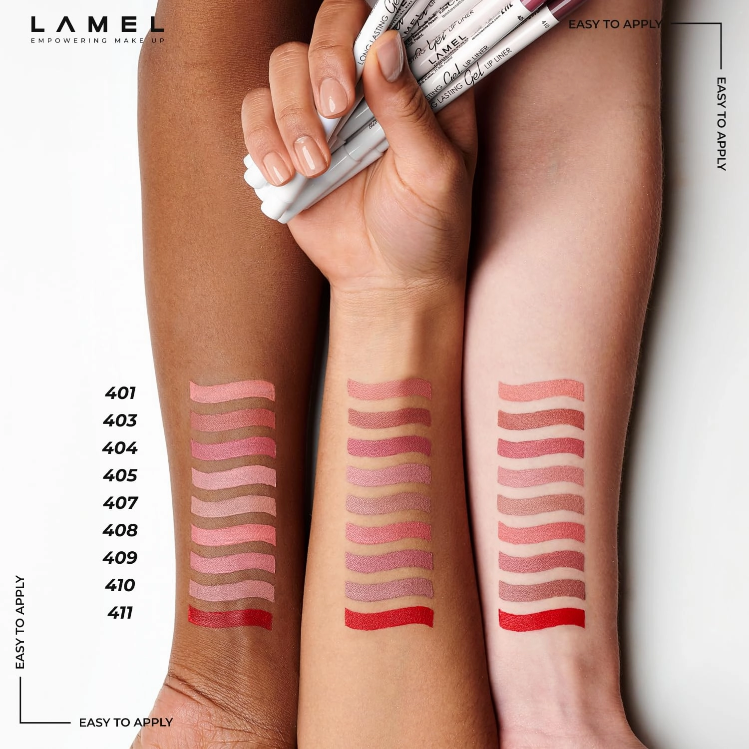 Lamel Matte Gel Lip Liner Pencil | Weightless & CreamyTexture - Sharpenable - Longwear & Waterproof - High Pigmented & Flawless Finish - Cruelty-free & Paraben-Free,- 409, 1,7g/0.05oz