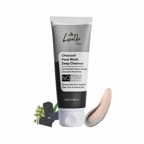 LapinD'or Charcoal Face Wash Deep Cleanser (100ml) | Organic Bamboo Charcoal & Niacinamide Face Wash for Men & Women | Remove Dirt, Oil,| Non-Toxic, Harmful Chemical-Free & Vegan