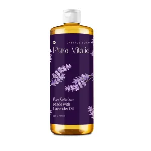 Lavender Pure Castile Soap Liquid with Olive Oil & Essential Oils; for Face Wash, Hand, Body, Laundry, and Beyond, Eco-friendly & fully Biodegradable Organic Castile Soap, 32 fl oz.