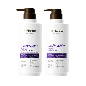 Lavender  Purple Shampoo & Conditioner Set | Anti-Brass & Color-Correcting for Blonde, Platinum & Gray Hair | Hydrating & Nourishing | Enhances Shine & Softness | 18 oz Each