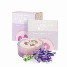 Lavender Rain Exfoliating Loofah Soap 2-Pack - Exfoliating Bar Soap with Loofah Inside - Cleansing, Moisturizing, Nourishing, Scrubby Soap - Plant-Based, Eco-Friendly, Vegan, Cruelty-Free