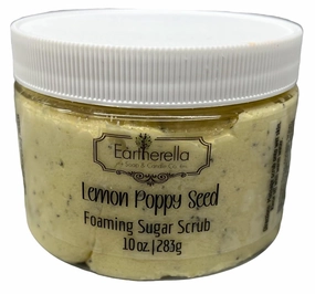 LEMON POPPY SEED Exfoliating Foaming Sugar Body Scrub, 10 oz jar