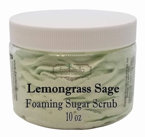 LEMONGRASS SAGE Exfoliating Foaming Sugar Body Scrub, 10 oz jar