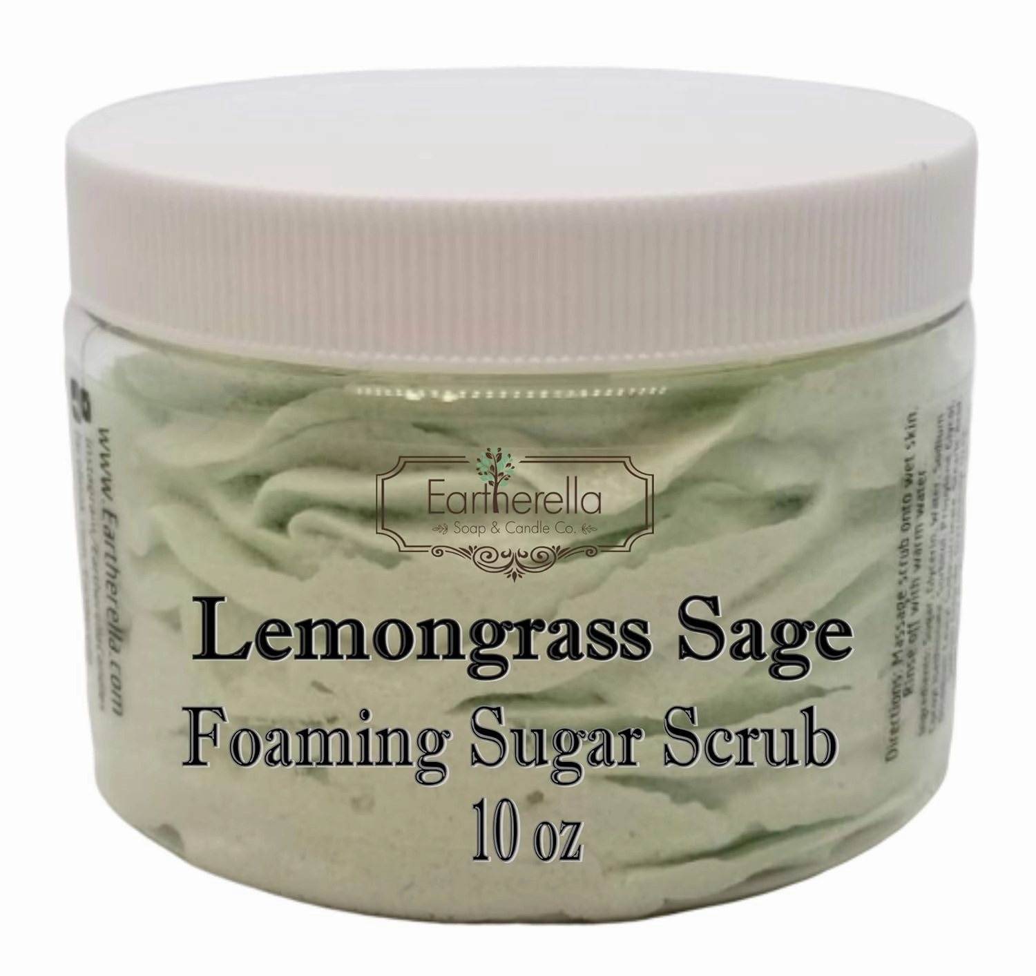 LEMONGRASS SAGE Exfoliating Foaming Sugar Body Scrub, 10 oz jar