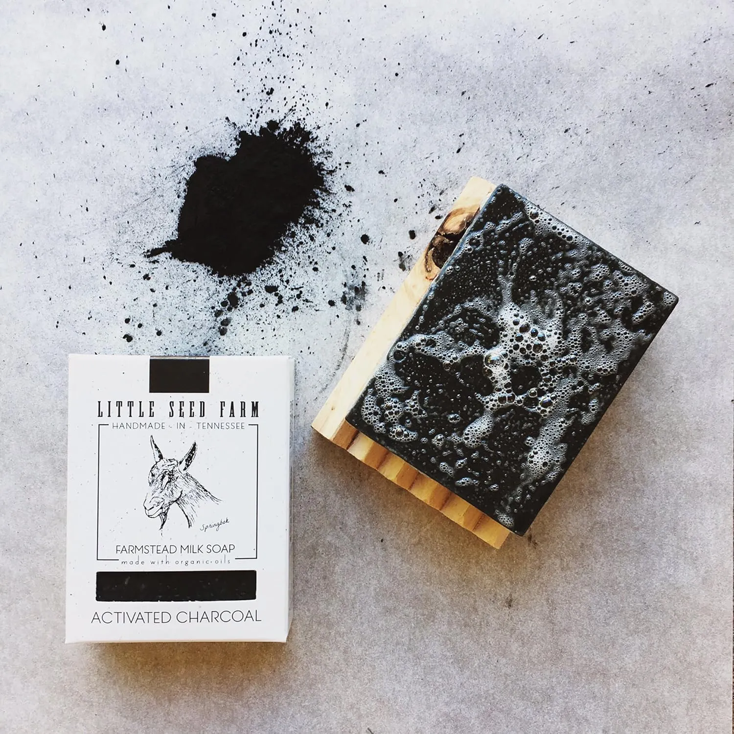 Little Seed Farm Organic Goat’s Milk Soap – 3 Pack of Activated Charcoal Facial and Body Bars – Handmade and Cruelty Free – Detoxifying and Deep Cleaning – Unscented for Sensitive Skin, Net Wt. 4.75oz