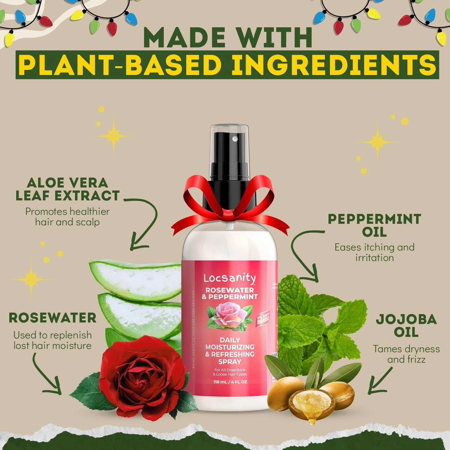 Locsanity Rosewater and Peppermint Daily Moisturizing Spray – Trial Size Hydrating Dreadlock Spray to Nourish the Scalp and Protect Hair from Oil and Buildup (4Oz)