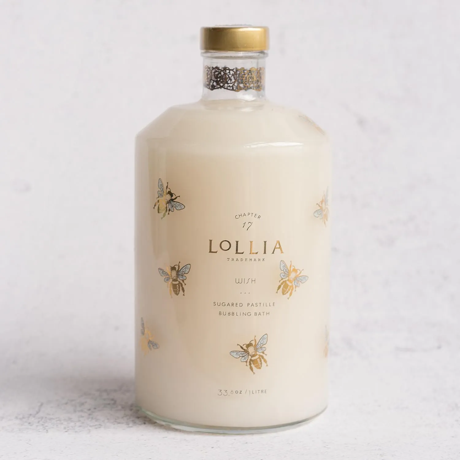Lollia Wish Bubble Bath, 33.8 fl. oz. – Sugared Pastille Scent – Gentle & Moisturizing Bubble Bath, Hydrating Ingredients, Scented Bubble Bath for Women