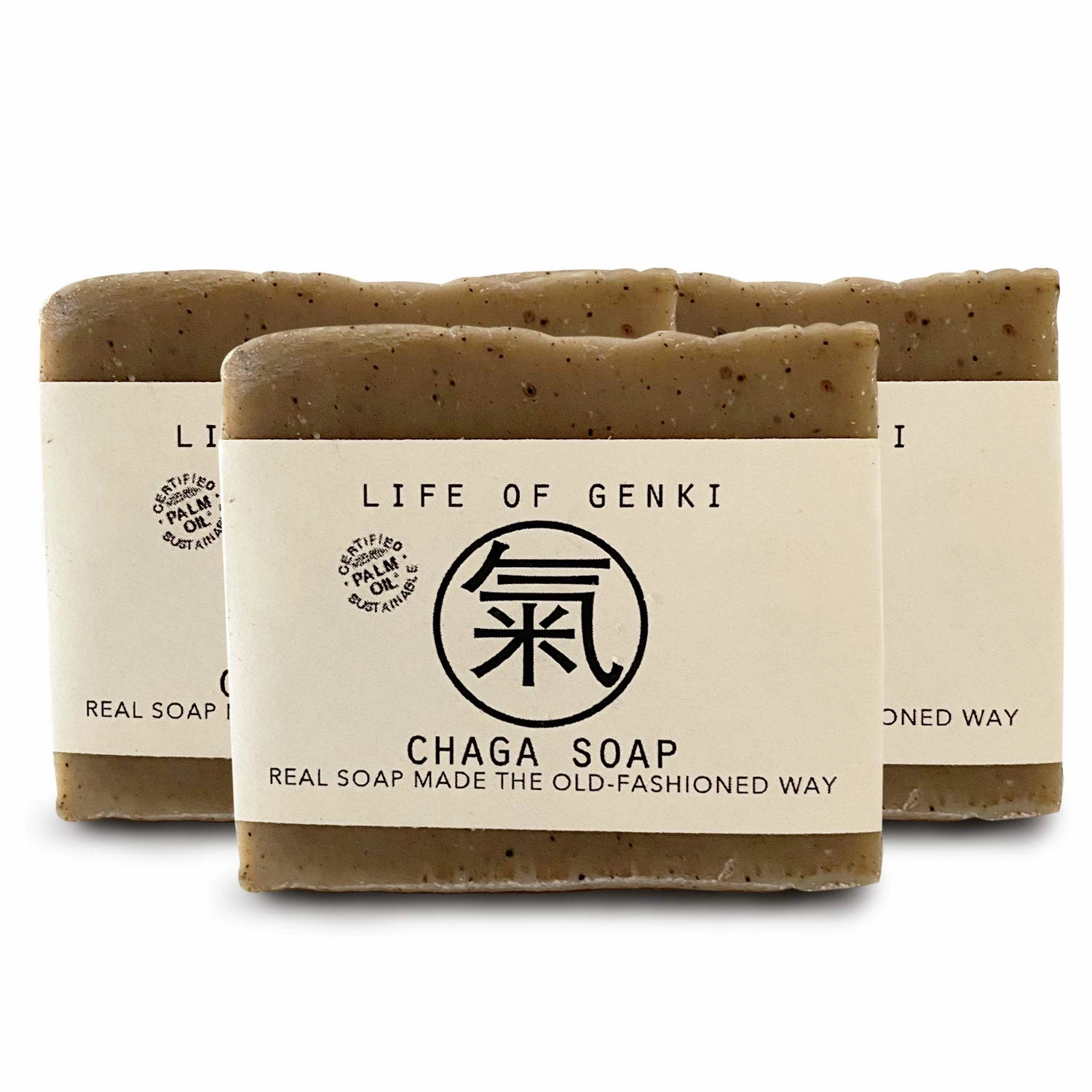 Long lasting and mild Vegan CHAGA mushroom soaps - PACK of 3- ALL NATURAL, organic oils for sensitive dry skin made in USA