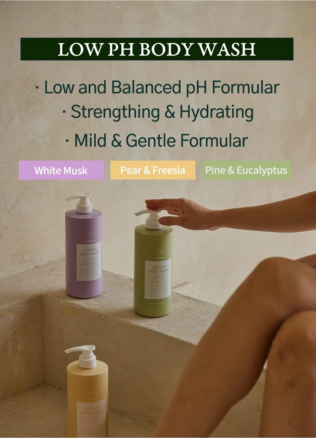 Low pH balanced Gentle Korean Body Wash with Natural & Organic Ingredients, Hypoallergenic for Sensitive Skin, Moisturizing & Hydrating for Dry Skin, For Women & Men, 33 Fl Oz, Lavender Musk