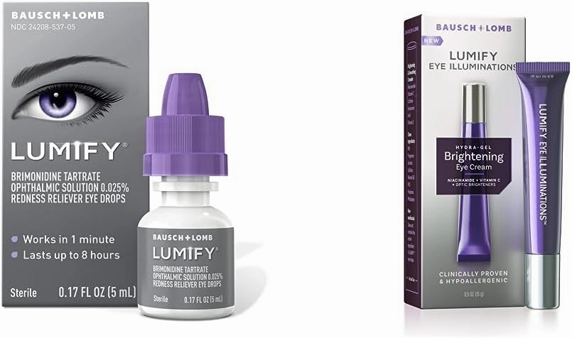 LUMIFY Redness Reliever Eye Drops 0.17 Fl Oz (5 mL) with Eye Illuminations Hydra-Gel Brightening Eye Cream