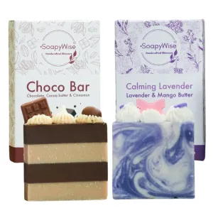 Luxury Natural Soaps for Bath in Chocolate & Lavender, Cold Pressed Organic Soap for Tan Removal & Deep Nourishing Hydrating Soaps with Avocado Oil & Almond Oil, Detoxifying, All Skin Types