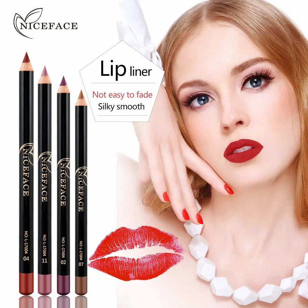 Makeup Colors Lip Lasting Pen Cosmetics Waterproof Free gift with purchase Lipliner Lipstick NICEFACE Pencils Long Nude Lip Pencil 12 Quick turnaround Matte Liner Lips