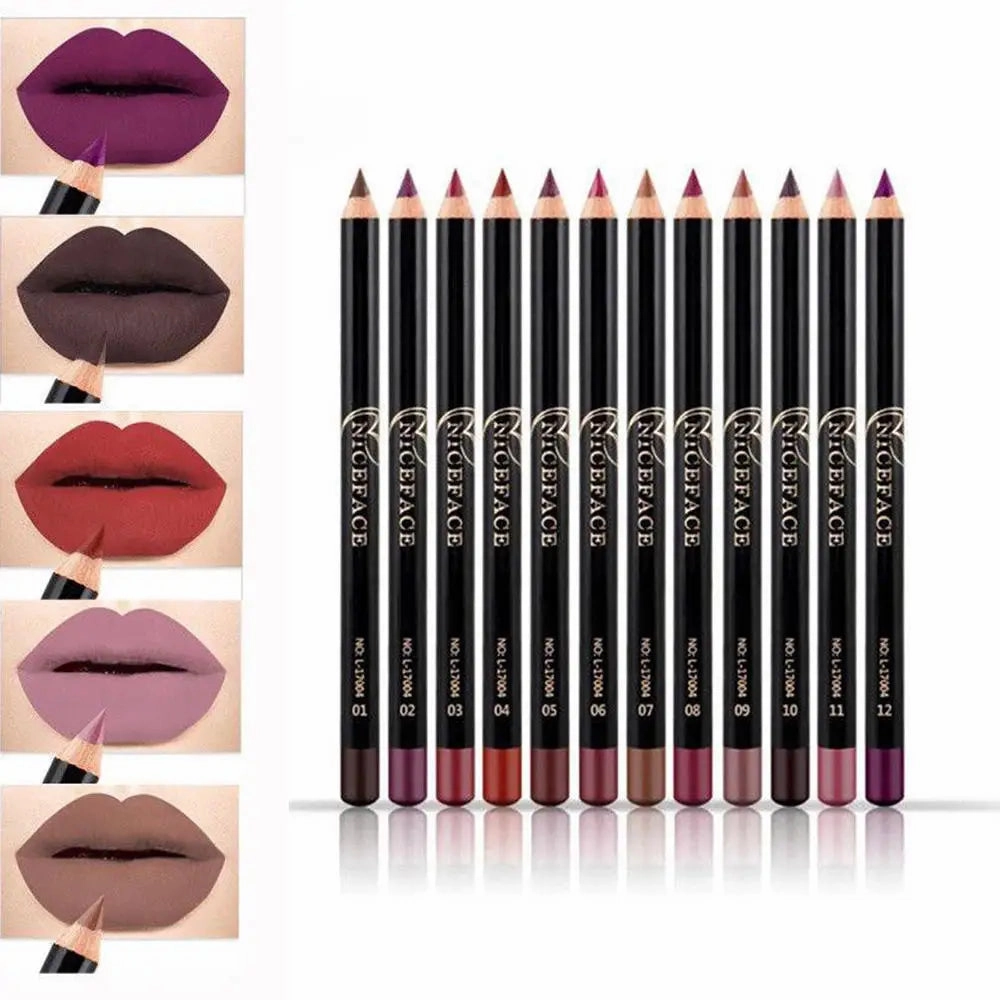 Makeup Colors Lip Lasting Pen Cosmetics Waterproof Free gift with purchase Lipliner Lipstick NICEFACE Pencils Long Nude Lip Pencil 12 Quick turnaround Matte Liner Lips
