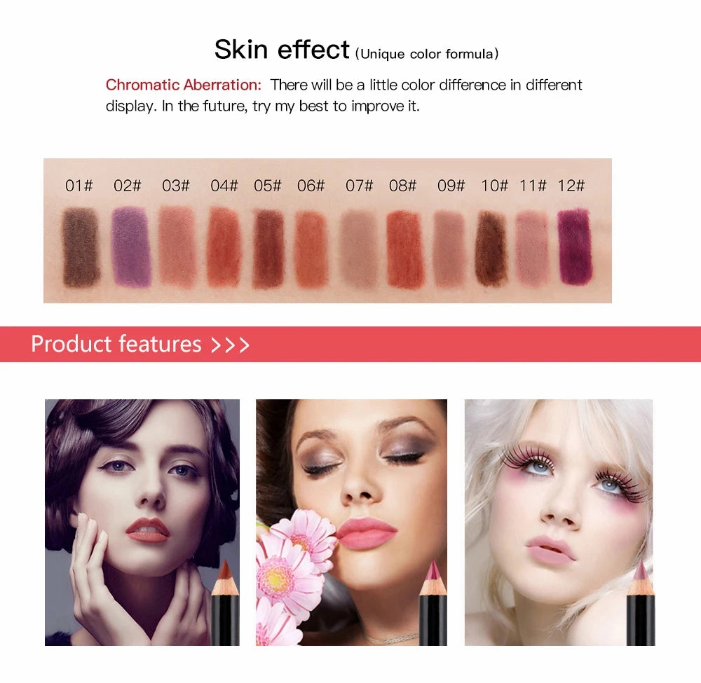 Makeup Colors Lip Lasting Pen Cosmetics Waterproof Free gift with purchase Lipliner Lipstick NICEFACE Pencils Long Nude Lip Pencil 12 Quick turnaround Matte Liner Lips