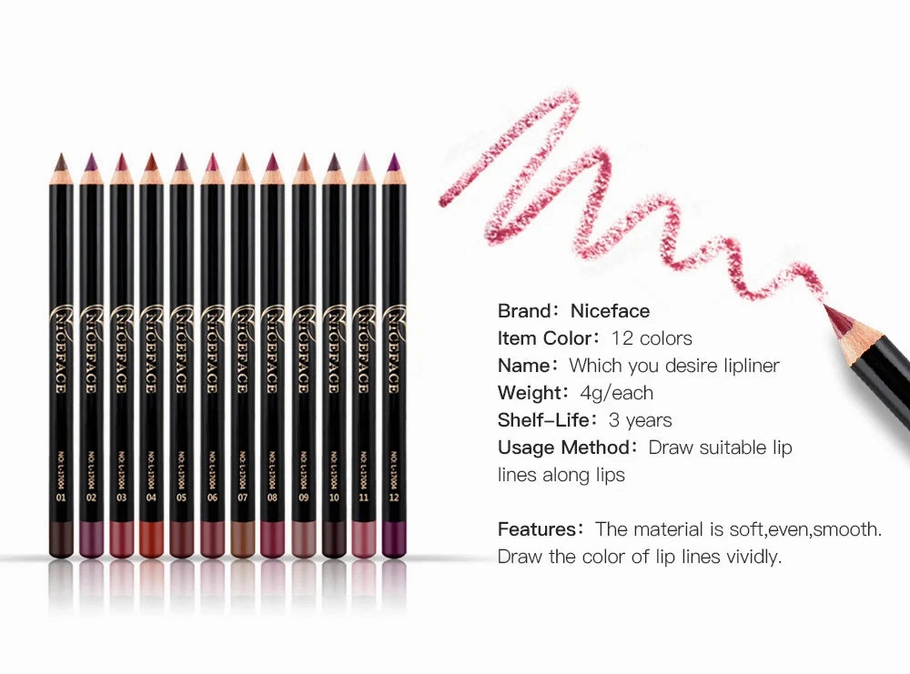 Makeup Colors Lip Lasting Pen Cosmetics Waterproof Free gift with purchase Lipliner Lipstick NICEFACE Pencils Long Nude Lip Pencil 12 Quick turnaround Matte Liner Lips