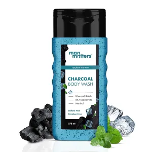 Man Matters Charcoal Body Wash for Men | with 5% Niacinamide, Activated Charcoal, & Menthol | Deep Cleansing, Detoxifying & Exfoliating Showering Gel | Paraben Free, Soap Free | 275ml