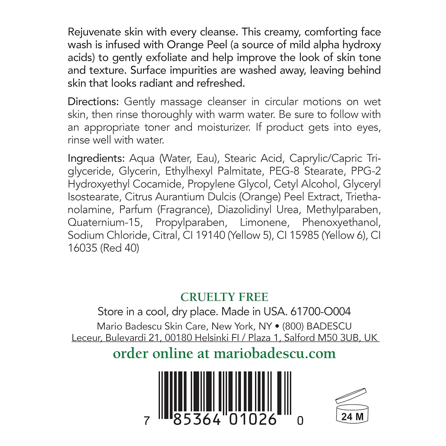 Mario Badescu Orange Cleansing Soap - Cream Face Cleanser and Exfoliator Enriched with AHA - Oil Free Face Wash for Combination or Dry Skin - Mild Exfoliant with Non-Drying Formula