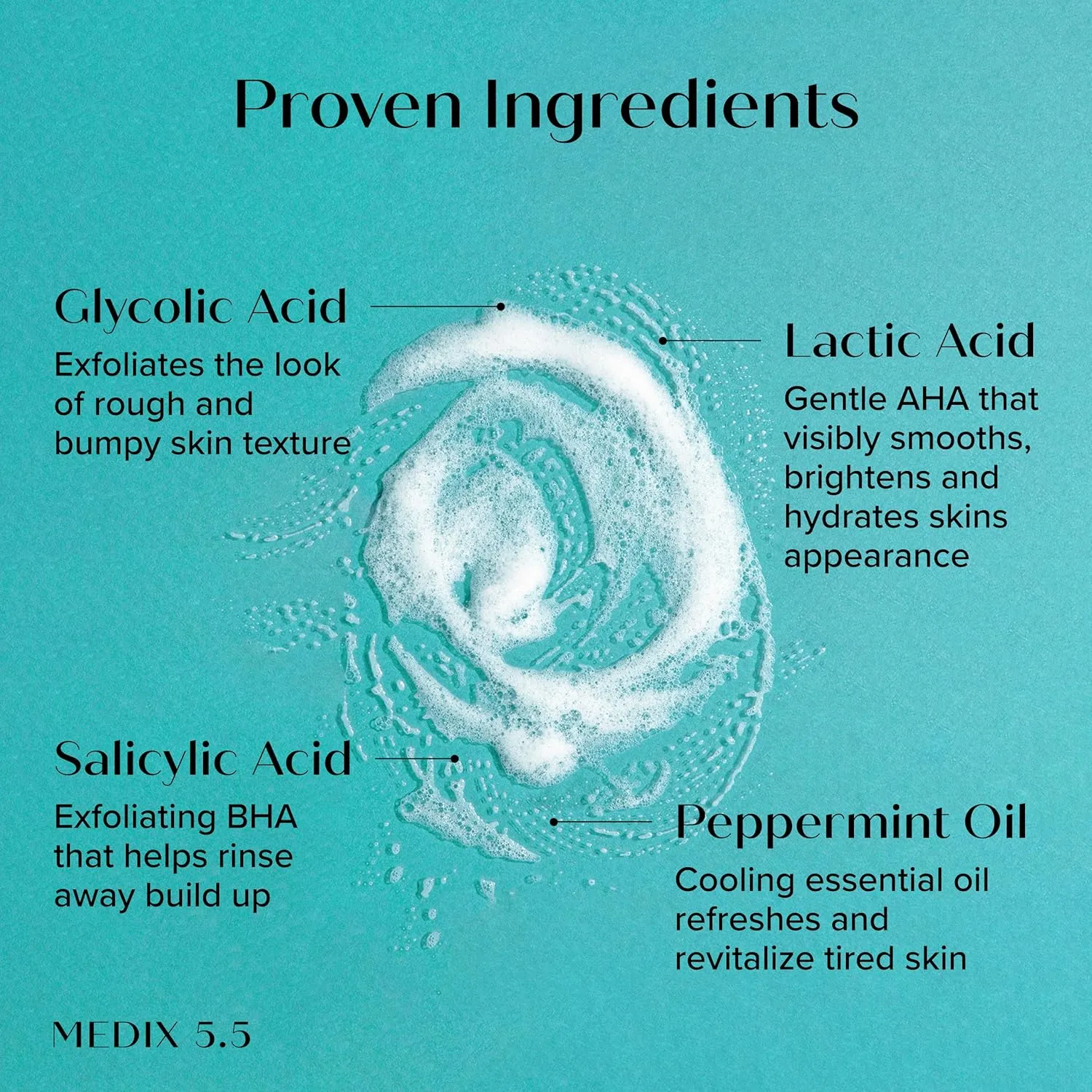 Medix 5.5 Glycolic Acid   Lactic Acid Exfoliating Body Wash Gel | KP Bump Eraser | AHA Exfoliant Skin Care Body Cleanser | Keratosis Pilaris & Acne | Anti Aging AHA Foaming Body & Face Wash, 15 Fl Oz