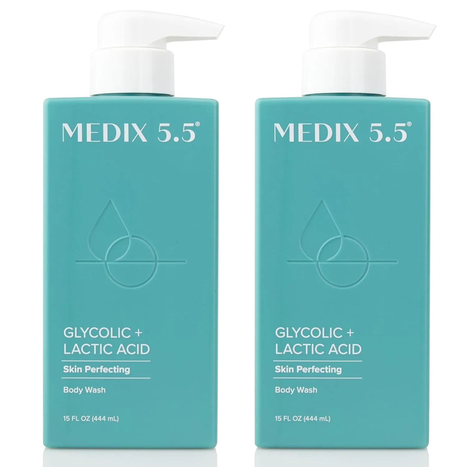 Medix 5.5 Glycolic Acid   Lactic Acid Exfoliating Body Wash Gel | KP Bump Eraser | AHA Exfoliant Skin Care Body Cleanser | Keratosis Pilaris & Acne | Anti Aging AHA Foaming Body & Face Wash, 2-Pack