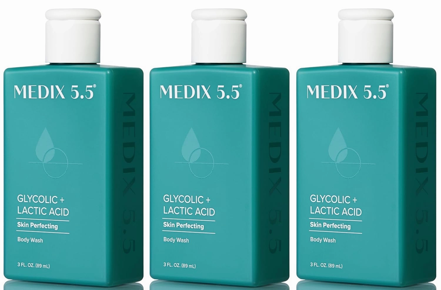 MEDIX Glycolic Acid   Lactic Acid Exfoliating Body Wash Gel | KP Bump Eraser | AHA Exfoliant Skin Care Body Cleanser | Keratosis Pilaris & Acne | Foaming Face Wash, 3 Fl Oz Travel Size, 3-Pack
