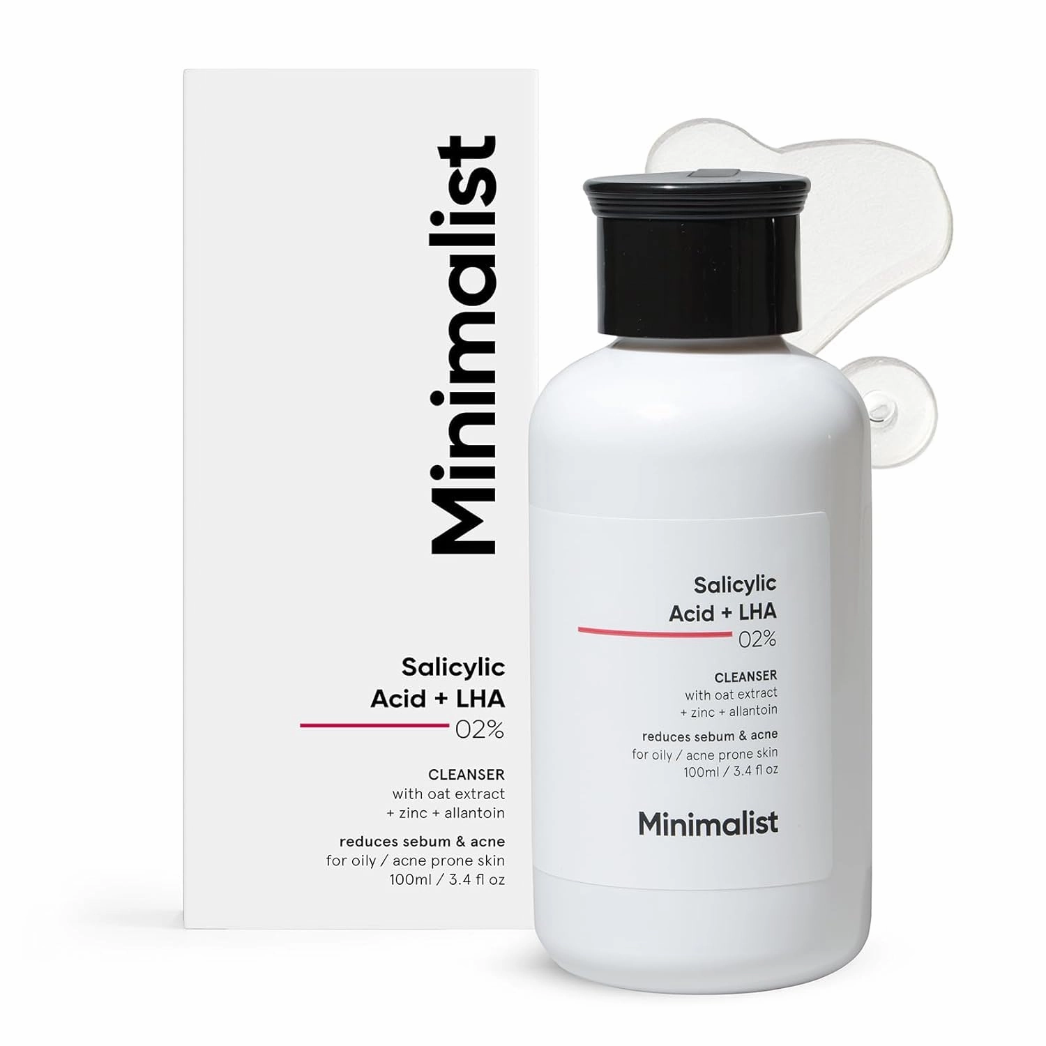 Mini.malist 2% Salicylic Acid Face Wash For Oily Skin | Sulphate free, Anti Acne Face Cleanser With LHA & Zinc For Acne or Pimples | For Women & Men | 100 ml