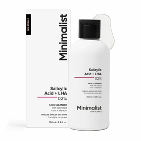 Minimalist Anti-Acne Salicylic Acid 2% Face Wash For Oily & Acne Prone Skin | With LHA for Pore Cleansing, Oil Control & Sebum Regulation | Cleanser for Women & Men | 250 ml