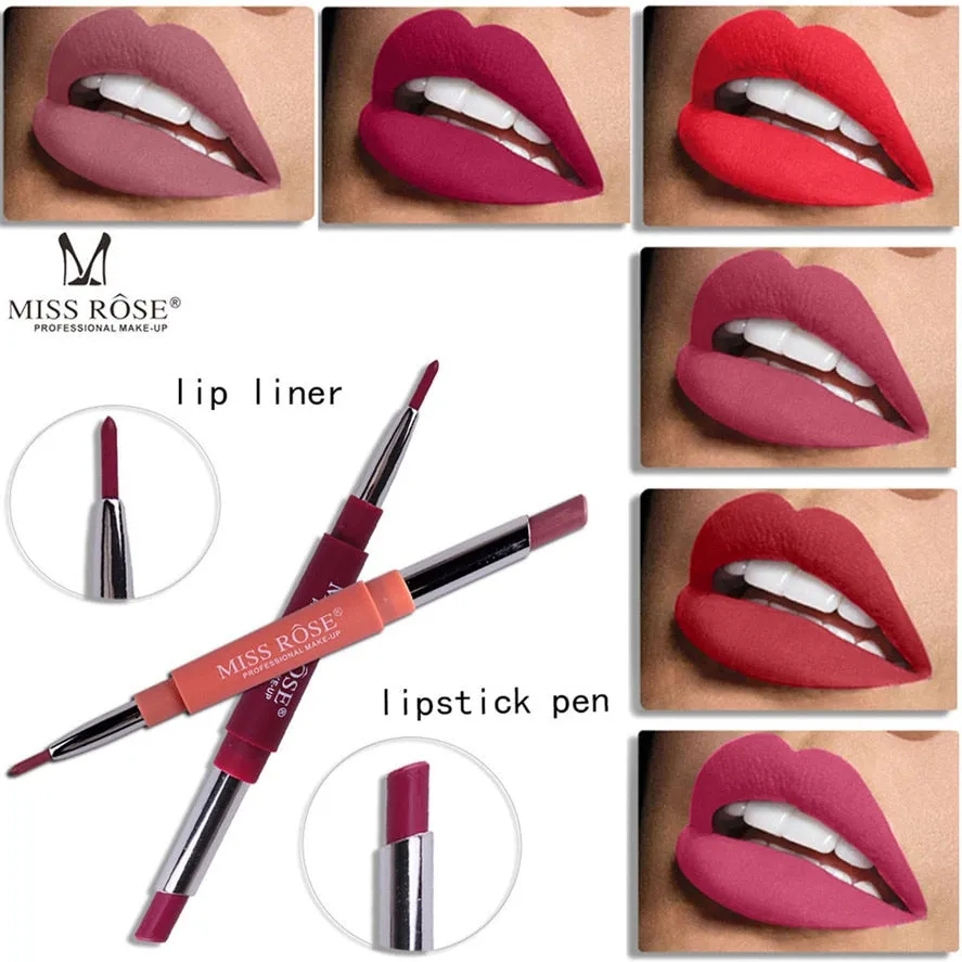 MISS ROSE 1PC Double-end Lasting Lipliner Waterproof Lip Liner Stick