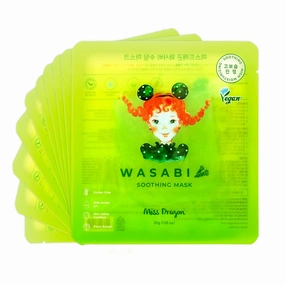 MissDragon Wasabi Soothing Mask (10 Pack) – Vegan Korean Skincare Sheet Mask, Deep Hydrating Hyaluronic Acid Gel Essence for Sensitive and Irritated Skin