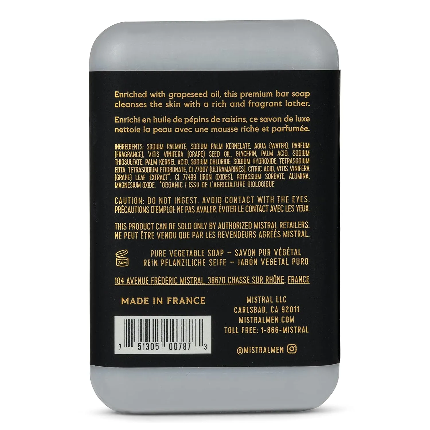 Mistral Bar Soap, Grey Lavande, Large Bar