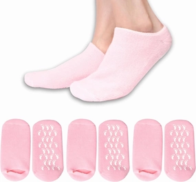 Moisturizing Socks for Dry Cracked Feet Women and Men Hydrating Gel Spa Sock Foot Moisturizer During Overnight… (3 Pairs (Pink))