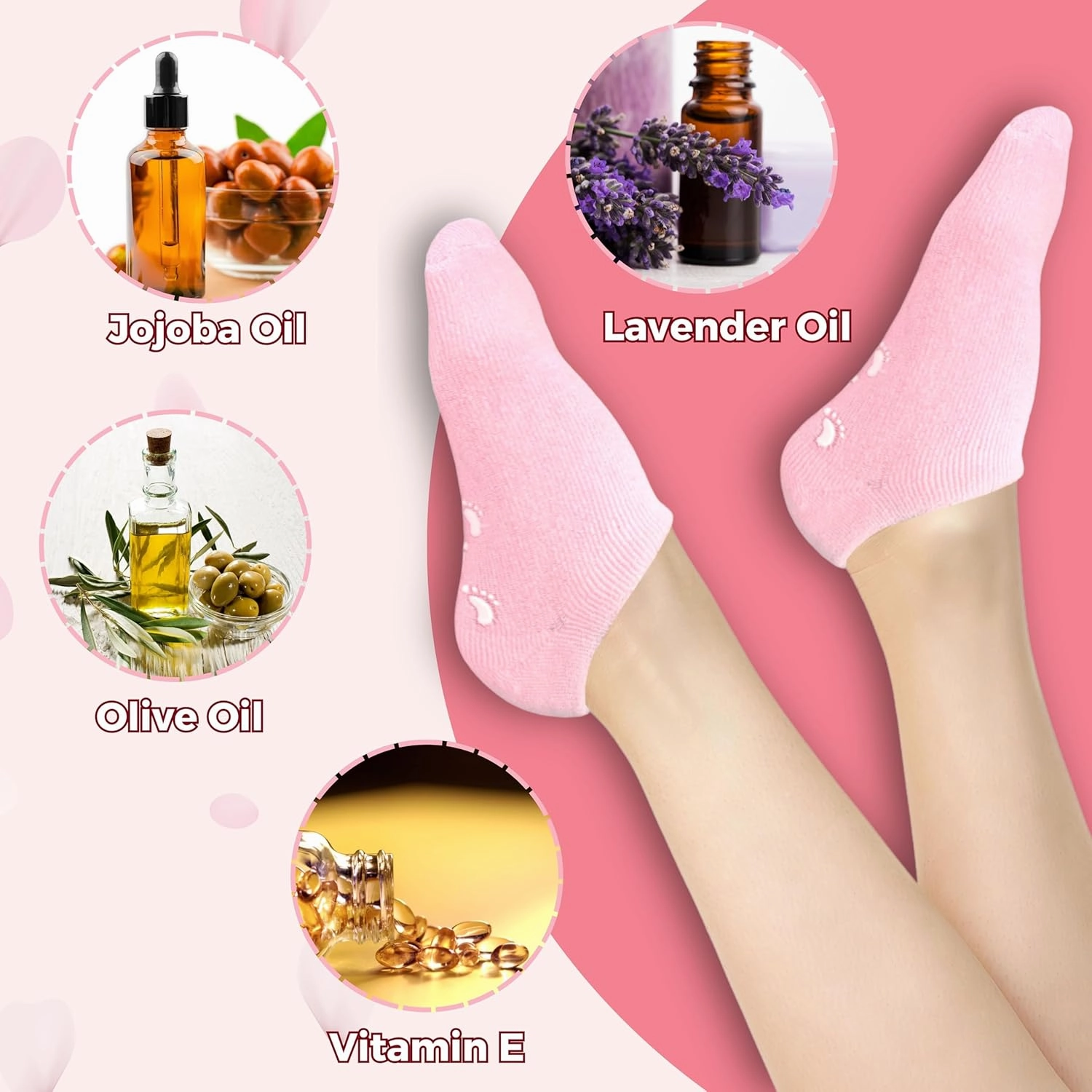 Moisturizing Socks for Dry Cracked Feet Women and Men Hydrating Gel Spa Sock Foot Moisturizer During Overnight… (3 Pairs (Pink))