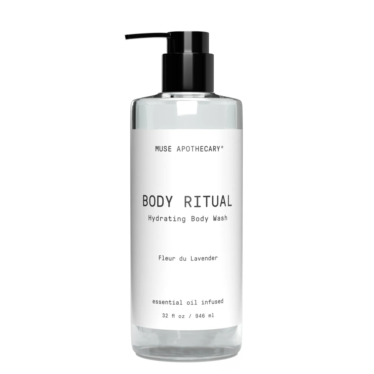 Muse Apothecary Body Ritual Hydrating - Fleur du Lavender Body Wash for Women & Men - Essential Oil Infused Aromatherapy Body Wash - 32 Ounce