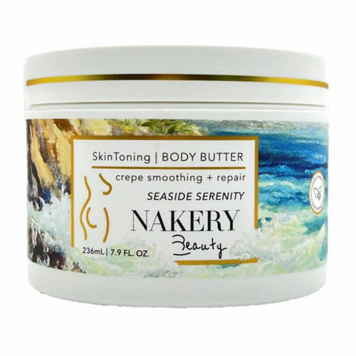 Nakery SkinToning Body Butter | Crepe Smoothing   Repair | Infused with Niacinamide, Caffeine, Tri-Hyaluronic Acid (Seaside Serenity)