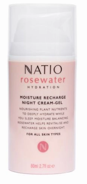 Natio Rosewater Hydration Moisture Recharge Night Cream-Gel 80ml