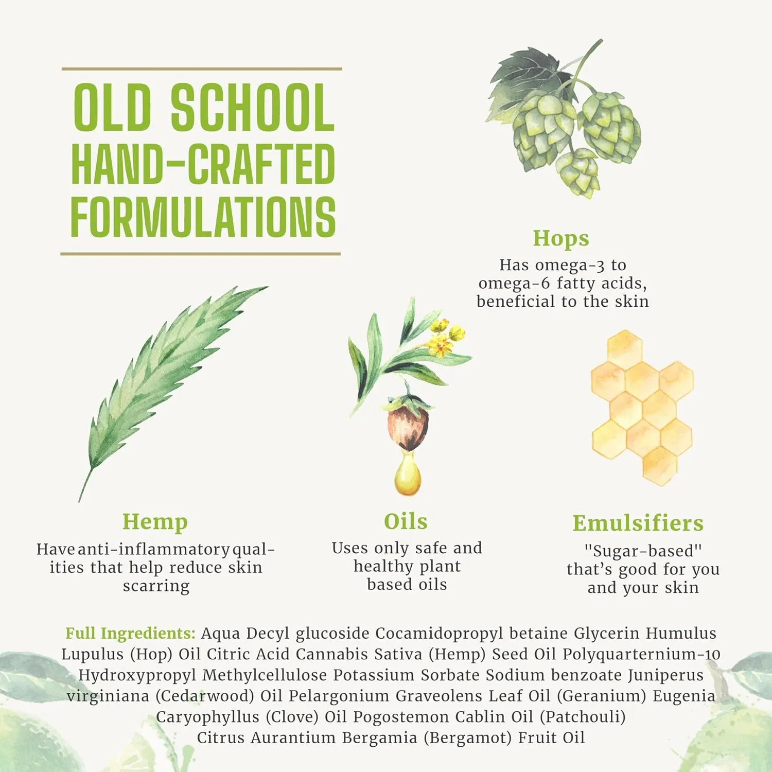 Natural Body Wash for Men and Women Citrus Splash Scent - Hydrating Shower Gel with Hops and Hemp Seed Oil - Handmade Organic Bath Gel - Natural, Exfoliating Body Wash, Pack of 2 16 fl oz each