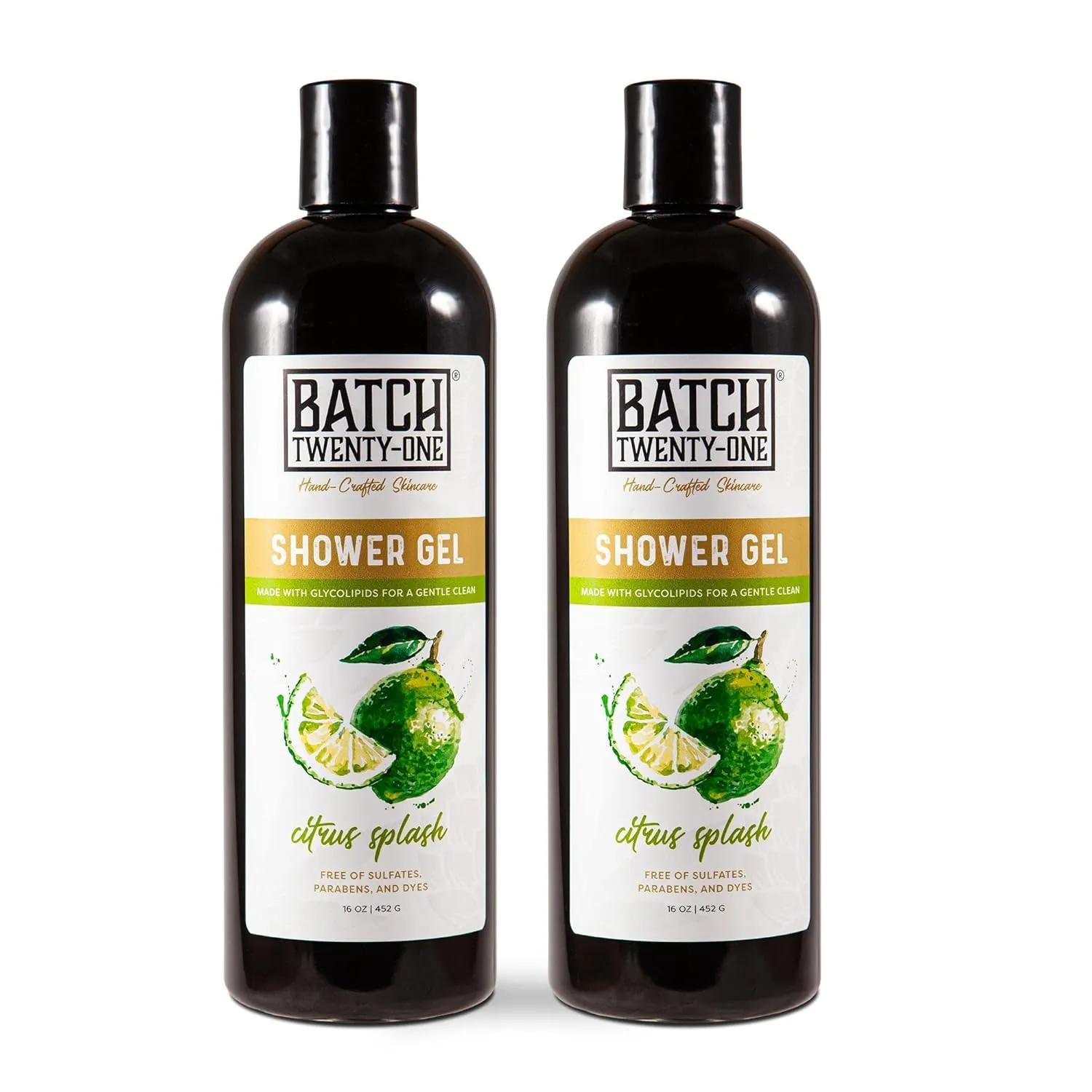 Natural Body Wash for Men and Women Citrus Splash Scent - Hydrating Shower Gel with Hops and Hemp Seed Oil - Handmade Organic Bath Gel - Natural, Exfoliating Body Wash, Pack of 2 16 fl oz each