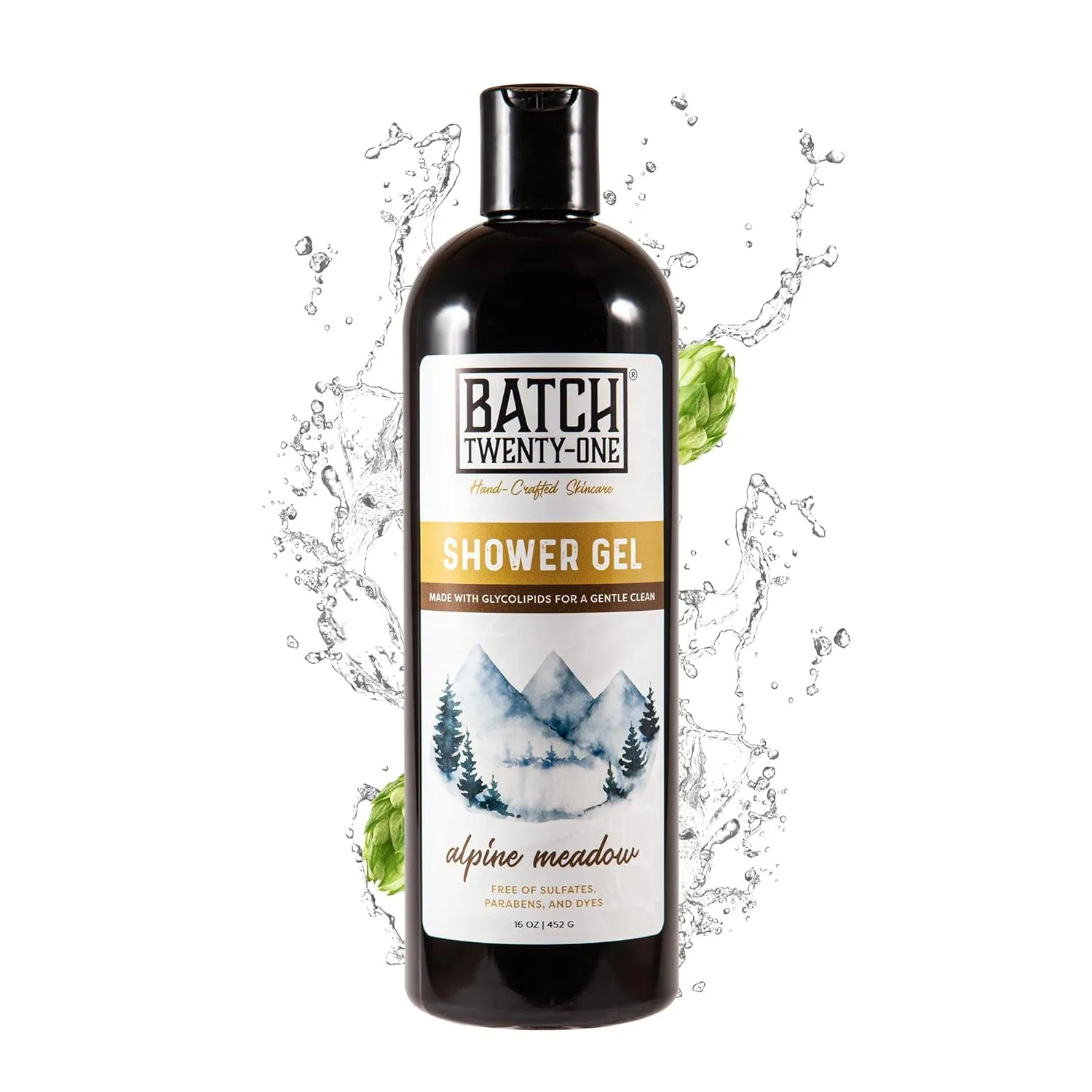 Natural Body Wash for Men and Women - Hydrating Shower Gel with Hops and Hemp Seed Oil - Handmade Organic Bath Gel - Natural, Exfoliating Body Wash Pack of 2, 16 fl oz each