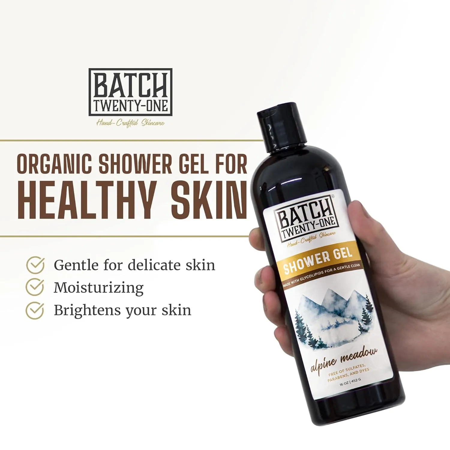 Natural Body Wash for Men and Women - Hydrating Shower Gel with Hops and Hemp Seed Oil - Handmade Organic Bath Gel - Natural, Exfoliating Body Wash Pack of 2, 16 fl oz each